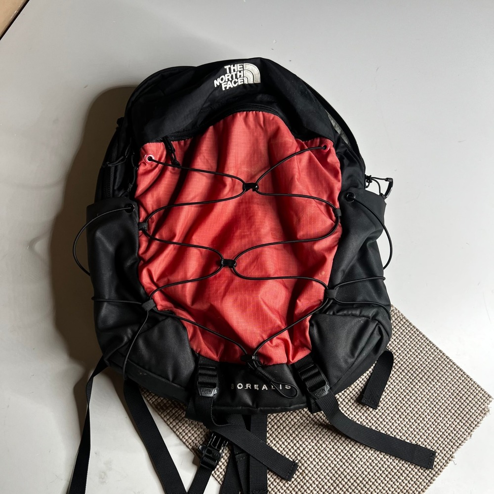 The North Face Borealis Backpack Black Red FlexVent Laptop Daypack Hiking Bag